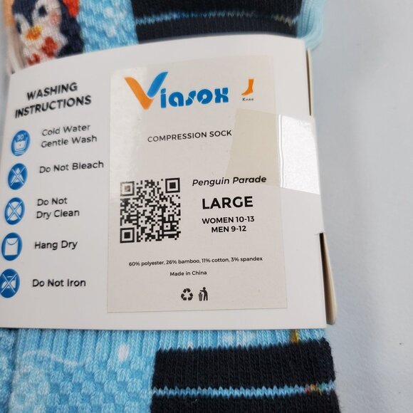 Viasox Easy Stretch Penguin Parade Compression Socks Women Size Large NWT - Picture 4 of 6